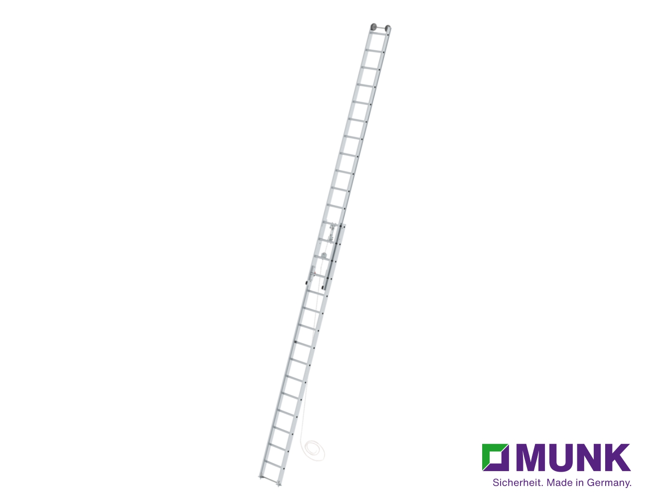 Двухсекционная выдвижная лестница с тросовой тягой MUNK ÖNORM F4047 2х15 ступеней 116107